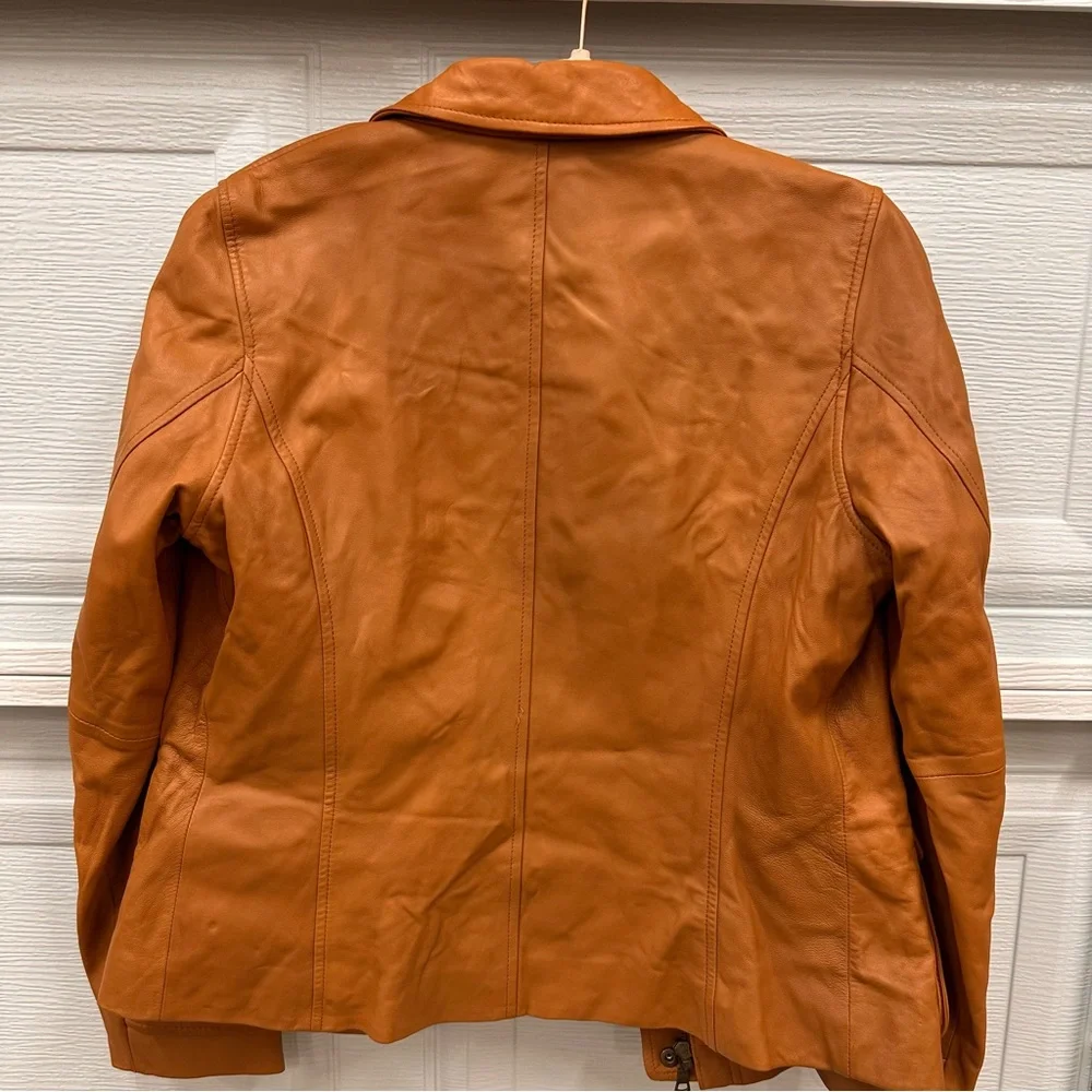Eddie Bauer Genuine Lamb Leather Jacket Women’s Size M Brown Zipper/Buttons. - Picture 8 of 14